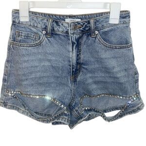 FOREVER 21 Women’s Rhinestone Cutout Denim Jeans